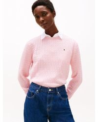 Tommy Hilfiger - Pull En Maille Torsadée À Col Ras-Du-Cou - Lyst
