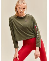Tommy Hilfiger Cropped T-shirt Met Lange Mouwen - Groen