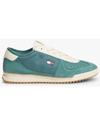Tommy Hilfiger - Retro Leather Mixed Texture Serrated Trainers - Lyst