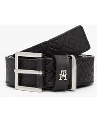 Tommy Hilfiger - Th Monogram Square Buckle Leather Belt - Lyst