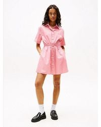 Tommy Hilfiger - Relaxed Fit Mini-Overhemdjurk Met Strepen - Lyst