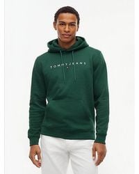 Tommy Hilfiger - Tommy Jeans Linear Logo Fleece Drawstring Hoody - Lyst