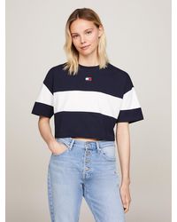 Tommy Hilfiger - Cropped Colour-blocked Badge T-shirt - Lyst