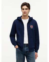 Tommy Hilfiger - Flag Embroidery French Terry Zip-Thru Hoody - Lyst