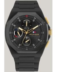 Tommy Hilfiger - Multi-dimensional Dial Black Silicone Strap Watch - Lyst