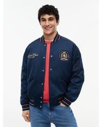 Tommy Hilfiger - Crest Patch Relaxed Satin Bomber Jacket - Lyst