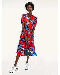 Tommy Hilfiger Relaxed Fit Maxi-jurk Met Bloemenprint - Rood