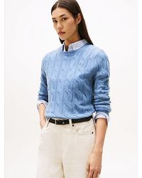 Tommy Hilfiger - Strickpullover SOFT WOOL CABLE C-NK mit Zopfmuster, aus reiner Wolle - Lyst