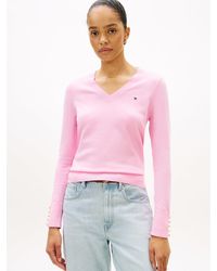 Tommy Hilfiger - Tone Button Cuff V-Neck Jumper - Lyst