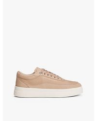 Tommy Hilfiger - Leren Court Sneaker Met Metallic Logo - Lyst
