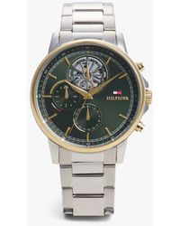 Tommy Hilfiger - Orologio Cronografo Bicolore Con Quadrante Verde - Lyst