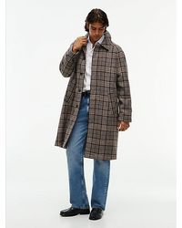 Tommy Hilfiger - Pure Wool Check Single Breasted Coat - Lyst