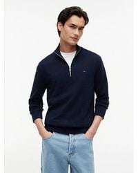 Tommy Hilfiger - Tommy Flag Lightweight Slim Quarter-zip Jumper - Lyst