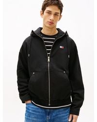 Tommy Hilfiger - Herringbone Twill Relaxed Zip-Thru Hooded Jacket - Lyst
