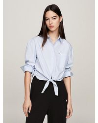 Tommy Hilfiger - Cropped Relaxed Fit Bluse mit Bindeband - Lyst