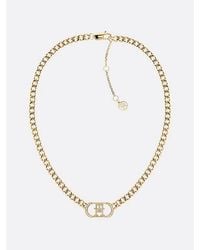 Tommy Hilfiger - Th Monogram Crystal-embellished Charm Gold-plated Necklace - Lyst