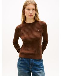 Tommy Hilfiger - Fine Cable Knit Crew Neck Jumper - Lyst