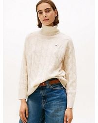 Tommy Hilfiger - Relaxed Fit Kabeltrui Van Zachte Wol - Lyst