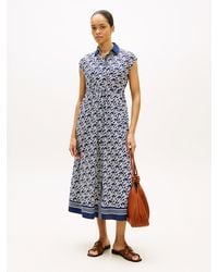 Tommy Hilfiger - Print Voile Midi Shirt Dress With Silk - Lyst
