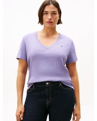 Tommy Hilfiger - T-Shirt Ajusté Curve À Col En V - Lyst
