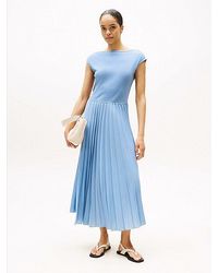 Tommy Hilfiger - Maxi Fit And Flare Jurk Met Plooien - Lyst