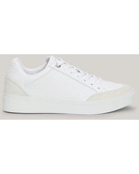 Tommy Hilfiger - Th Monogram Leather Mixed Texture Trainers - Lyst
