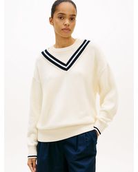 Tommy Hilfiger - Double Layered Crew Neck Relaxed Cricket Jumper - Lyst