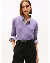 Tommy Hilfiger - Pull En Laine Douce À Col En V - Lyst
