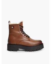 Tommy Hilfiger - Tommy Jeans Archive Leather Warm Lined Platform Lace Up Boots - Lyst