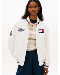 Tommy Hilfiger - Canvas Back Logo Oversized Varsity Jacket - Lyst