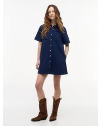 Tommy Hilfiger - Textured Twill A-Line Mini Shirt Dress - Lyst