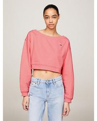 Tommy Hilfiger - Essential Cropped Trui Met Boothals - Lyst