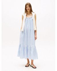 Tommy Hilfiger - Fit And Flare Maxi-Jurk Van Seersucker - Lyst