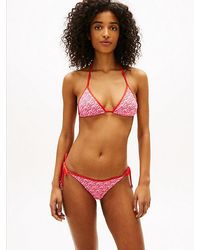 Tommy Hilfiger - Essential Triangel-Halterbikinitop Met Print - Lyst