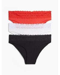 Tommy Hilfiger - 3 Pack Logo Lace Trim Pointelle Briefs - Lyst