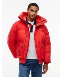 Tommy Hilfiger - Tommy Jeans Logo Hooded Relaxed Puffer Jacket - Lyst