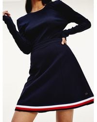 Tommy Hilfiger Korte Rok Met Signature-tape - Blauw