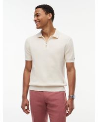 Tommy Hilfiger - Regular Fit Textured Knit Zip Polo Shirt - Lyst
