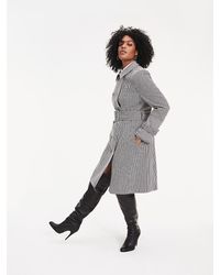 Tommy Hilfiger Zendaya Curve Trenchcoat Met Pied-de-poule - Zwart