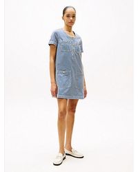 Tommy Hilfiger - Denim Mini-Jurk Met Korte Mouwen - Lyst