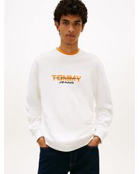 Tommy Hilfiger - Logo Sueded Terry Crew Neck Sweatshirt - Lyst
