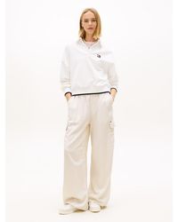 Tommy Hilfiger - Linen Blend Wide Leg Cargo Trousers - Lyst