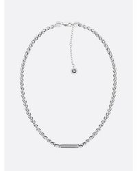 Tommy Hilfiger - Crystal-Embellished Charm Stainless Steel Chain Necklace - Lyst