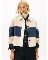 Tommy Hilfiger - Oversized Wool Blend Rugby Cropped Jacket - Lyst