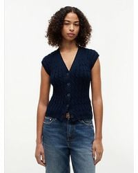 Tommy Hilfiger - Cable Knit Slim Cap Sleeve Cardigan - Lyst