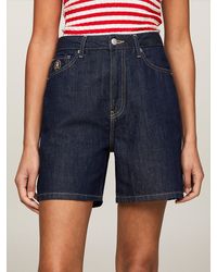 Tommy Hilfiger - Th Monogram High Rise Fitted Straight Shorts - Lyst