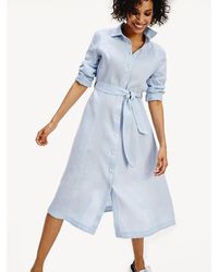 Tommy Hilfiger Essential Linnen Overhemdjurk - Blauw