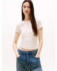 Tommy Hilfiger - T-Shirt Ajusté Tommy Badge Côtelé - Lyst