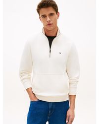 Tommy Hilfiger - Flag Embroidery Terry Quarter-Zip Sweatshirt - Lyst