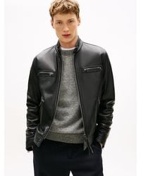 Tommy Hilfiger - Leather Racer Jacket - Lyst